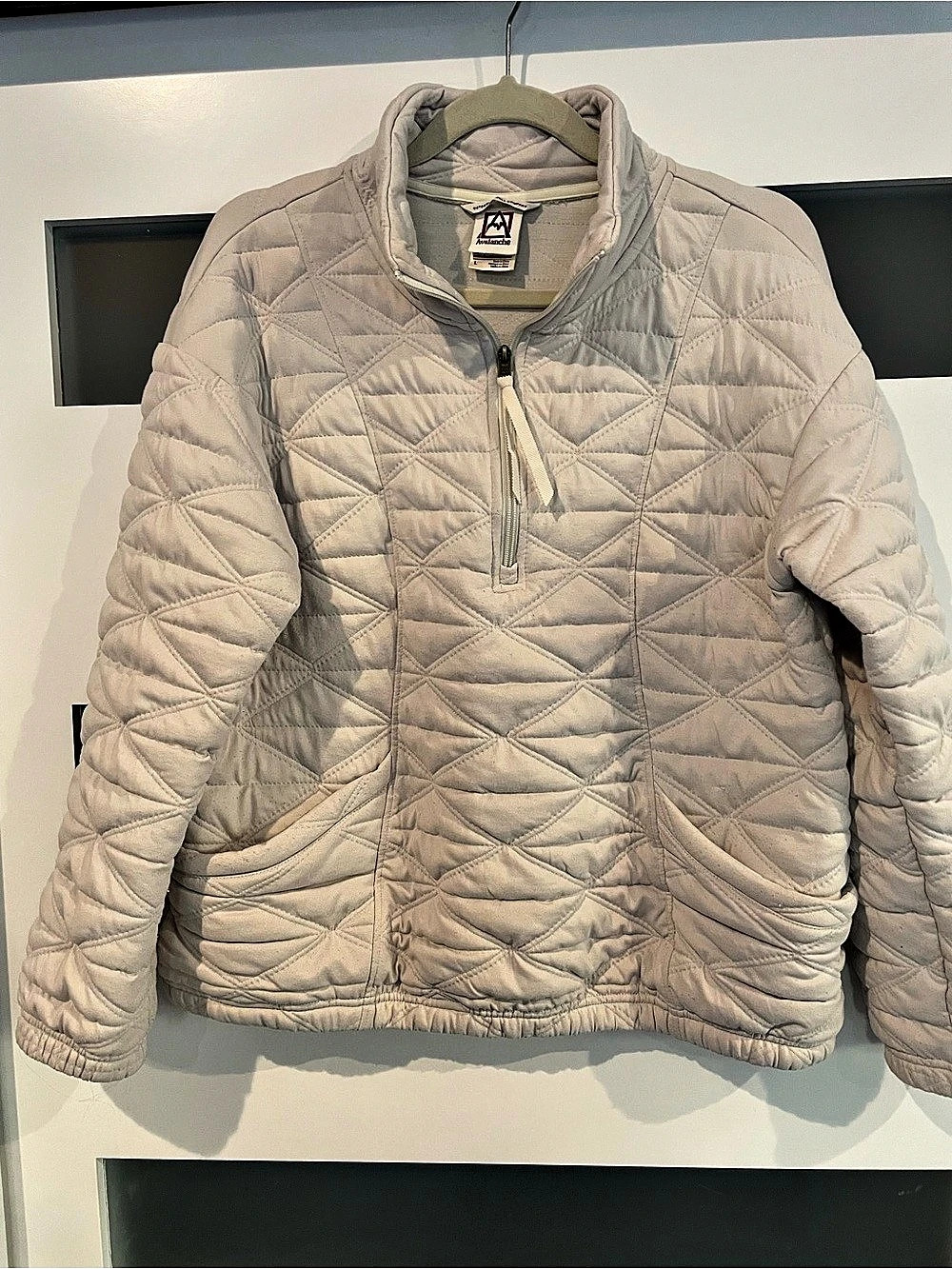 Avalanche Quilted Quarter-Zip Pullover Puffer Cream Large